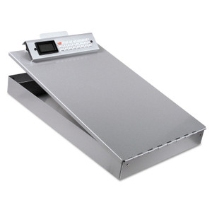 Saunders Redi-Rite Aluminum Storage Clipboard with Calculator, 1" Clip Capacity, Holds 8.5 x 11 Sheets, Silver Product Image 