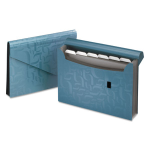 Pendaflex Expanding Poly Files, 3.5" Expansion, 7 Sections, Hook/Loop Closure, 1/6-Cut Tabs, Letter Size, Blue Product Image 
