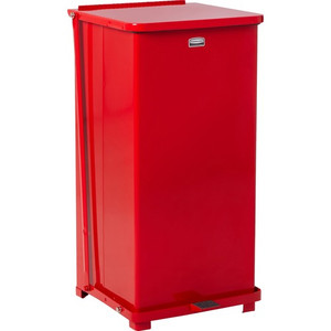 Rubbermaid Commercial Defenders Steel Step Cans - 13 gal Capacity - 27" Height x 12.5" Width x 12.5" Depth - Steel - Red - 1 Each - (RCPST24EPLRD) Product Image 