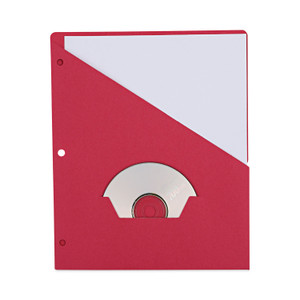 Universal Slash-Cut Pockets for Three-Ring Binders, Jacket, Letter, 11 Pt., 8.5 x 11, Red, 10/Pack Product Image 
