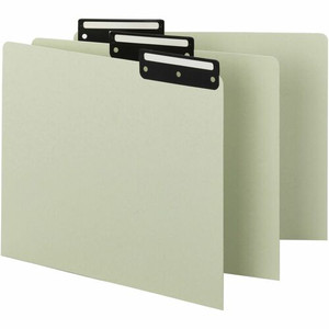 Smead Filing Guides with Blank Tab - Blank Assorted Tab(s) - Letter - Gray Pressboard, Green Divider - Metal Tab(s) - 100% Recycled Product Image 
