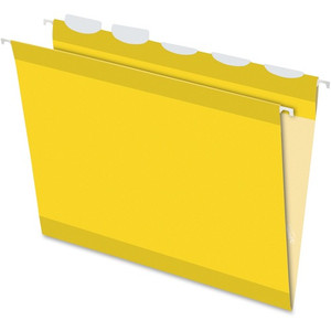 Pendaflex Ready-Tab 1/5 Tab Cut Letter Recycled Hanging Folder - 8 1/2" x 11" - Yellow - Reinforced - 10% Recycled Product Image 