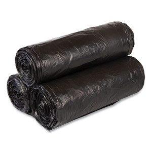 Inteplast Group High-Density Commercial Can Liner Value Pack, 56 gal, 19 mic, 43" x 46", Black, Interleaved Roll, 25 Bags/Roll, 6 Rolls/CT Product Image 