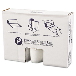 Inteplast Group High-Density Commercial Can Liner Value Pack, 45 gal, 12 mic, 40" x 46", Clear, Interleaved Roll, 25 Bags/Roll, 10 Rolls/CT Product Image 