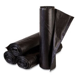 Inteplast Group High-Density Commercial Can Liners, 10 gal, 6 mic, 24" x 24", Black, Perforated Roll, 50 Bags/Roll, 20 Rolls/Carton Product Image 