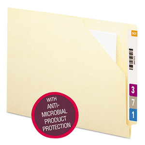 Smead End Tab File Jacket with Antimicrobial Product Protection, Shelf-Master Reinforced Straight Tab, Letter Size, Manila, 100/Box Product Image 