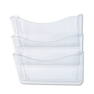 Rubbermaid Unbreakable Wall Files, 3 Sections, A4/Letter Size, 13.75" x 3.13" x 29.38", Clear Product Image 