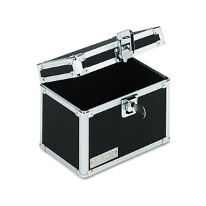 Vaultz Locking Index Card File with Flip Top, Holds 450 4 x 6 Cards, 7 x 5 x 5, Black Product Image 