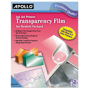Apollo Quick-Dry Color Inkjet Transparency Film with Handling Strip, 8.5 x 11, 50/Box Product Image 