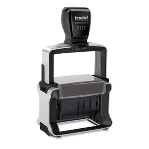 Trodat Professional 12-Message Date Stamp, Self-Inking, 2.25 x 0.38, Black Product Image 