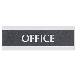 Headline Sign Century Series Office Sign, OFFICE, 9 x 3, Black/Silver Product Image 