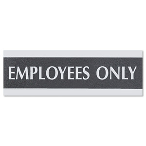 Headline Sign Century Series Office Sign, EMPLOYEES ONLY, 9 x 3, Black/Silver Product Image 