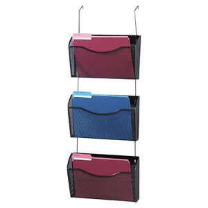 Rolodex Mesh Three-Pack Wall Files, 3 Sections, Letter Size, 14" x 6.63" x 33.5", Black, 3/Pack (ROL21961) Product Image 