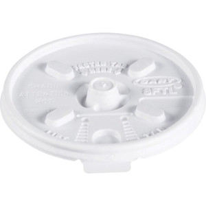 Dart Lids for Foam Cups and Containers - Round - Plastic - White - 1000 / Carton - (DCC8FTL) Product Image 