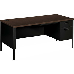 HON Metro Classic HP3265R Pedestal Desk - 29.5" Height x 66" Width x 30" Depth - 2 x Box, File Drawer(s)Right Side - Square Edge - Finish: Mocha, Black Product Image 