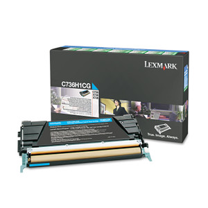 Lexmark C736H1CG Return Program High-Yield Toner, 10,000 Page-Yield, Cyan Product Image 