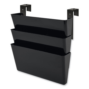 deflecto DocuPocket Stackable Three-Pocket Partition Wall File, 3 Sections, Letter Size, 13" x 4", Black Product Image 