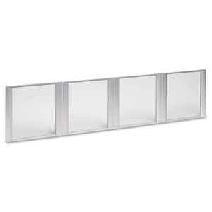 Alera Glass Door Set With Silver Frame For 72" Wide Hutch, 17w x 16h, Clear, 4 Doors/Set Product Image 