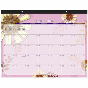 At-A-Glance Paper Flowers Monthly Desk Pad, Standard, 21 3/4" x 17" - Standard - Julian Dates - Monthly - 1 Year - January 2026 to December 2026 Product Image 