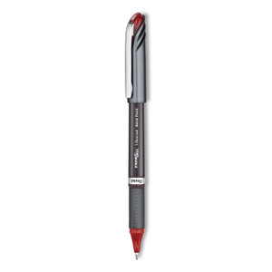 Pentel EnerGel NV Gel Pen, Stick, Bold 1 mm, Red Ink, Gray/Red Barrel, Dozen Product Image 