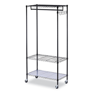 Alera Wire Shelving Garment Rack, 30 Garments, 36w x 18d x 75h, Black Product Image 