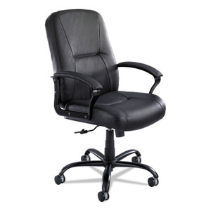 Safco Serenity Big/Tall High Back Leather Chair, Supports Up to 500 lb, 19.5" to 22.5" Seat Height, Black Product Image 
