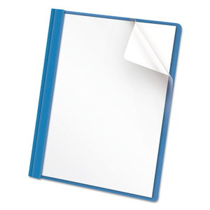 Universal Clear Front Report Cover, Prong Fastener, 0.5" Capacity, 8.5 x 11, Clear/Light Blue, 25/Box Product Image 