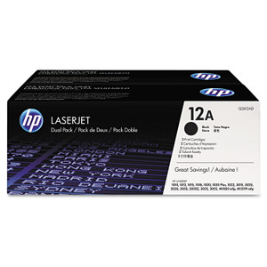 HP 12A, (Q2612D) 2-Pack Black Original LaserJet Toner Cartridges Product Image 