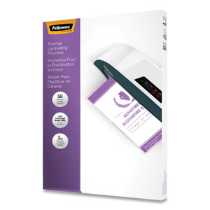 Fellowes Laminating Pouches, 3 mil, 9" x 14.5", Gloss Clear, 50/Pack (FEL52226) View Product Image