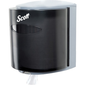 Scott Essential Center-Pull Towel Dispenser - Center Pull Dispenser - 1 x Roll - 11.9" Height x 10.3" Width x 9.3" Depth - Smoke Black - Lockable Product Image 