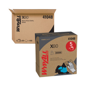 WypAll X80 Cloths, HYDROKNIT, POP-UP Box, 8.34 x 16.8, White, 80/Box, 5 Boxes/Carton Product Image 
