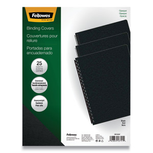 Fellowes Futura Presentation Covers for Binding Systems, Opaque Black, 11.25 x 8.75, Unpunched, 25/Pack (FEL5224701) View Product Image