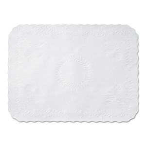 Hoffmaster Anniversary Embossed Scalloped Edge Tray Mat, 14 x 19, White, 1,000/Carton View Product Image