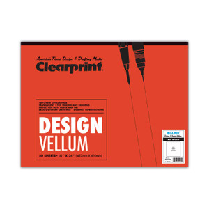 Clearprint Design Vellum Paper, 16 lb Bristol Weight, 18 x 24, Translucent White, 50/Pad Product Image 
