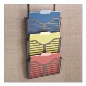 Universal Recycled Plastic Cubicle Triple File Pocket, Cubicle Pins Mount, 13.5 x 4.75 x 28, Charcoal Product Image 
