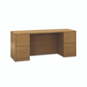 HON 10500 Series Kneespace Credenza With Full-Height Pedestals, 72w x 24d x 29.5h, Harvest Product Image 