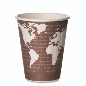 Eco-Products World Art Renewable and Compostable Insulated Hot Cups, 8 oz, Paper, Brown/White, 40/Pack, 20 Packs/Carton Product Image 