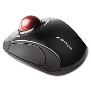 Kensington Orbit Wireless Mobile Trackball, 2.4 GHz Frequency/30 ft Wireless Range, Left/Right Hand Use, Black/Red Product Image 