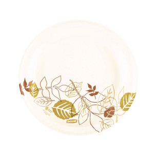 Dixie Pathways Soak-Proof Shield Mediumweight Paper Plates, WiseSize, 8.5" dia, Green/Burgundy, 125/Pack Product Image 