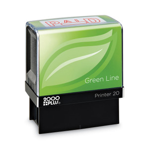 COSCO 2000PLUS Green Line Message Stamp, Paid, 1.5 x 0.56, Red Product Image 