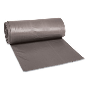 Boardwalk Low-Density Waste Can Liners, 33 gal, 1.1 mil, 33" x 39", Gray, Perforated Roll, 25 Bags/Roll, 4 Rolls/Carton Product Image 