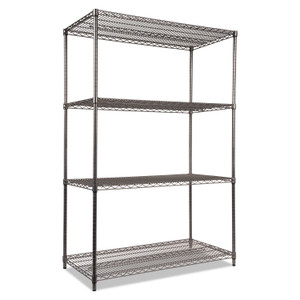 Alera Wire Shelving Starter Kit, Four-Shelf, 48w x 24d x 72h, Black Anthracite Product Image 