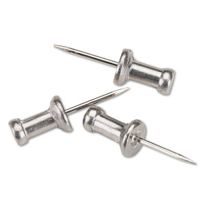 GEM Aluminum Head Push Pins, Aluminum, Silver, 0.5", 100/Box View Product Image
