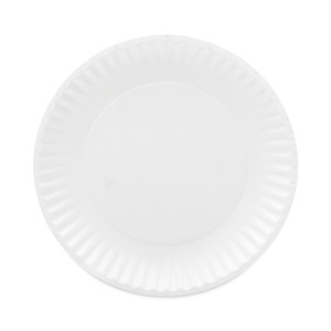 AJM Packaging Corporation Coated Paper Plates, 9" dia, White, 100/Pack, 12 Packs/Carton Product Image 