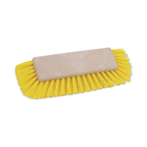 Boardwalk Dual-Surface Scrub Brush, Yellow Polypropylene Bristles, 10" Brush, Plastic Handle Product Image 