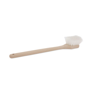 Boardwalk Utility Brush, Cream Nylon Bristles, 5.5" Brush, 14.5" Tan Plastic Handle Product Image 