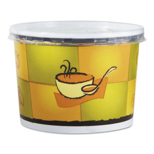 Chinet Streetside Squat Paper Food Container with Lid, Streetside Design, 12 oz, 250/Carton Product Image 