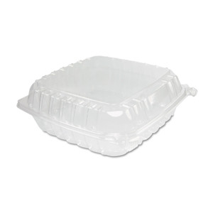 Dart ClearSeal Hinged-Lid Plastic Containers, 9.3 x 8.8 x 3, Clear, Plastic, 100/Bag, 2 Bags/Carton Product Image 
