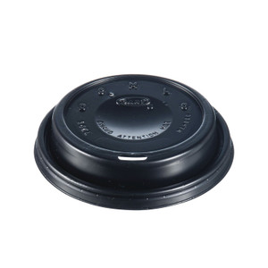 SOLO Cappuccino Dome Sipper Lids, Fits 12 oz to 24 oz Hot Cups, Plastic, Black, 100/Pack, 10 Packs/Carton Product Image 