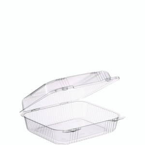 Dart StayLock Clear Hinged Lid Containers, 7.8 x 8.3 x 3, Clear, Plastic, 125/Bag, 2 Bags/Carton Product Image 